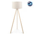 GloboStar® SAGA 204-0046 Μοντέρνο Eπιδαπέδιο Φωτιστικό Μονόφωτο 1 x E27 IP20 Μπεζ Ξύλο με Λευκό Ύφασμα - Μ38 x Π38 x Υ140cm - ledmania.gr