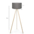 GloboStar® SAGA 204-0048 Μοντέρνο Eπιδαπέδιο Φωτιστικό Μονόφωτο 1 x E27 IP20 Μπεζ Ξύλο με Γκρι Ύφασμα - Μ38 x Π38 x Υ140cm - ledmania.gr