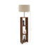 GloboStar® WOODO 204-0051 Μοντέρνο Eπιδαπέδιο Φωτιστικό Μονόφωτο 1 x E27 IP20 Καρυδί Ξύλο με Μπεζ Ύφασμα - Μ38 x Π38 x Υ150cm - ledmania.gr