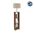 GloboStar® WOODO 204-0051 Μοντέρνο Eπιδαπέδιο Φωτιστικό Μονόφωτο 1 x E27 IP20 Καρυδί Ξύλο με Μπεζ Ύφασμα - Μ38 x Π38 x Υ150cm - ledmania.gr