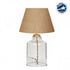 GloboStar® TRANS 204-0055 Μοντέρνο Eπιτραπέζιο Φωτιστικό Μονόφωτο 1 x E27 IP20 Διάφανο Πλαστικό με Μπεζ Ύφασμα - Μ22 x Π22 x Υ14cm - ledmania.gr