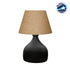 GloboStar® PYRAMID 204-0057 Μοντέρνο Eπιτραπέζιο Φωτιστικό Μονόφωτο 1 x E27 IP20 Μαύρο Μέταλλο με Μπεζ Ύφασμα - Μ22 x Π22 x Υ30cm - ledmania.gr