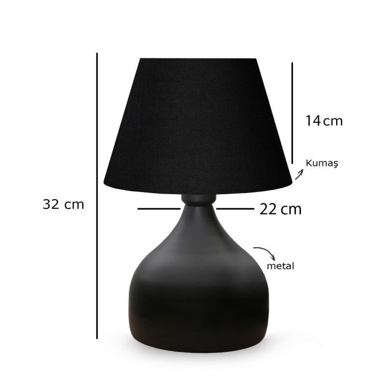 GloboStar® PYRAMID 204-0058 Μοντέρνο Eπιτραπέζιο Φωτιστικό Μονόφωτο 1 x E27 IP20 Μαύρο Μέταλλο με Μαύρο Ύφασμα - Μ22 x Π22 x Υ30cm - ledmania.gr