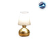 GloboStar® SWEET 204-0061 Μοντέρνο Eπιτραπέζιο Φωτιστικό Μονόφωτο 1 x E27 IP20 Χρυσό Μέταλλο με Μπεζ Ύφασμα - Μ13 x Π13 x Υ25cm - ledmania.gr