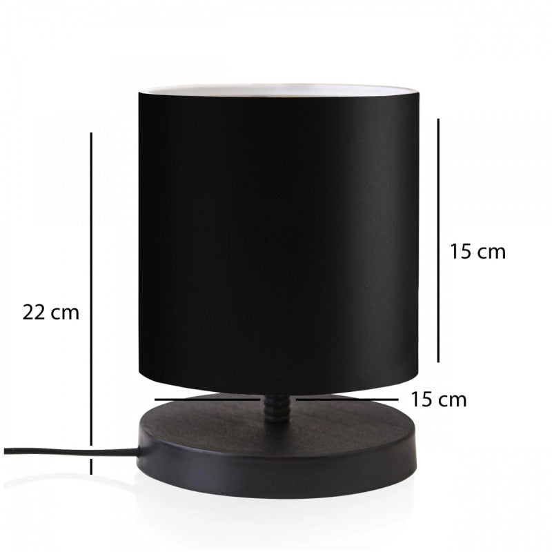 GloboStar® MINNIE 204-0063 Μοντέρνο Eπιτραπέζιο Φωτιστικό Μονόφωτο 1 x E27 IP20 Μαύρο Ξύλο με Μαύρο Ύφασμα - Μ15 x Π15 x Υ22cm - ledmania.gr