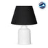 GloboStar® CIA 204-0081 Μοντέρνο Eπιτραπέζιο Φωτιστικό Μονόφωτο 1 x E27 IP20 Λευκό Πλαστικό με Μαύρο Ύφασμα - Μ24 x Π24 x Υ31cm - ledmania.gr