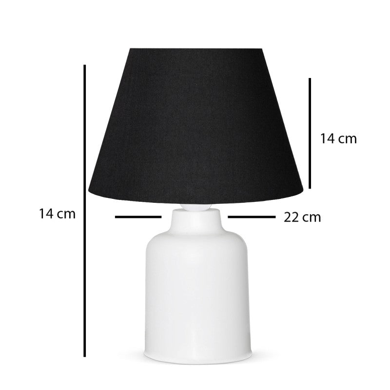 GloboStar® CIA 204-0081 Μοντέρνο Eπιτραπέζιο Φωτιστικό Μονόφωτο 1 x E27 IP20 Λευκό Πλαστικό με Μαύρο Ύφασμα - Μ24 x Π24 x Υ31cm - ledmania.gr