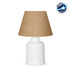 GloboStar® CIA 204-0082 Μοντέρνο Eπιτραπέζιο Φωτιστικό Μονόφωτο 1 x E27 IP20 Λευκό Πλαστικό με Μπεζ Ύφασμα - Μ24 x Π24 x Υ31cm - ledmania.gr