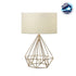 GloboStar® DIAMOND 204-0084 Μοντέρνο Eπιτραπέζιο Φωτιστικό Πορτατίφ Μονόφωτο 1 x E27 IP20 Χρυσό Μέταλλο με Μπεζ Ύφασμα - Μ24 x Π24 x Υ35cm - ledmania.gr