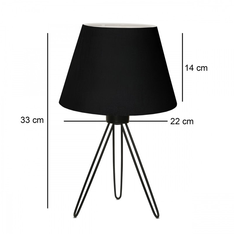 GloboStar® TRIP 204-0086 Μοντέρνο Eπιτραπέζιο Φωτιστικό Μονόφωτο 1 x E27 IP20 Μαύρο Μέταλλο με Μαύρο Ύφασμα - Μ22 x Π22 x Υ33cm - ledmania.gr
