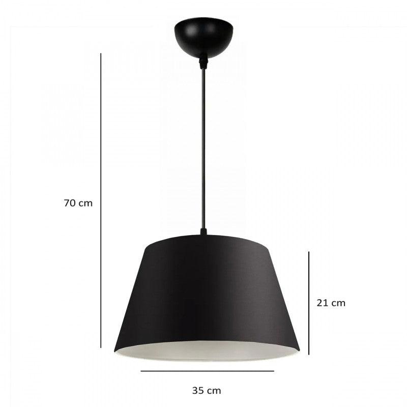 GloboStar® TRIANGLE 204-0088 Μοντέρνο Κρεμαστό Φωτιστικό Kαπέλο Μονόφωτο 1 x E27 IP20 Μαύρο Ύφασμα - Μ37 x Π37 x Υ70cm - ledmania.gr