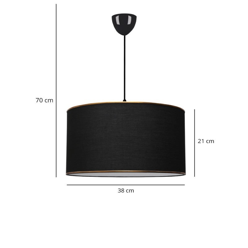 GloboStar® LOFTY 204-0092 Μοντέρνο Κρεμαστό Φωτιστικό Kαπέλο Μονόφωτο 1 x E27 IP20 Μαύρο Ύφασμα - Μ38 x Π38 x Υ70cm - ledmania.gr
