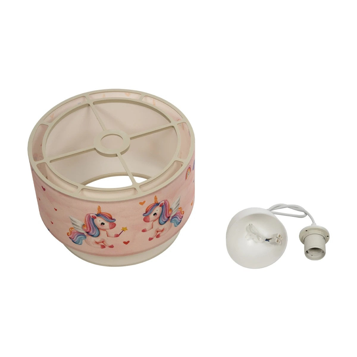 GLOBOSTAR® PONY 204-0016 Παιδικό Κρεμαστό Φωτιστικό Οροφής με Ντουί 1 x E27 AC 220-240V IP20 - Ροζ - Μ30 x Π30 x Υ24cm
