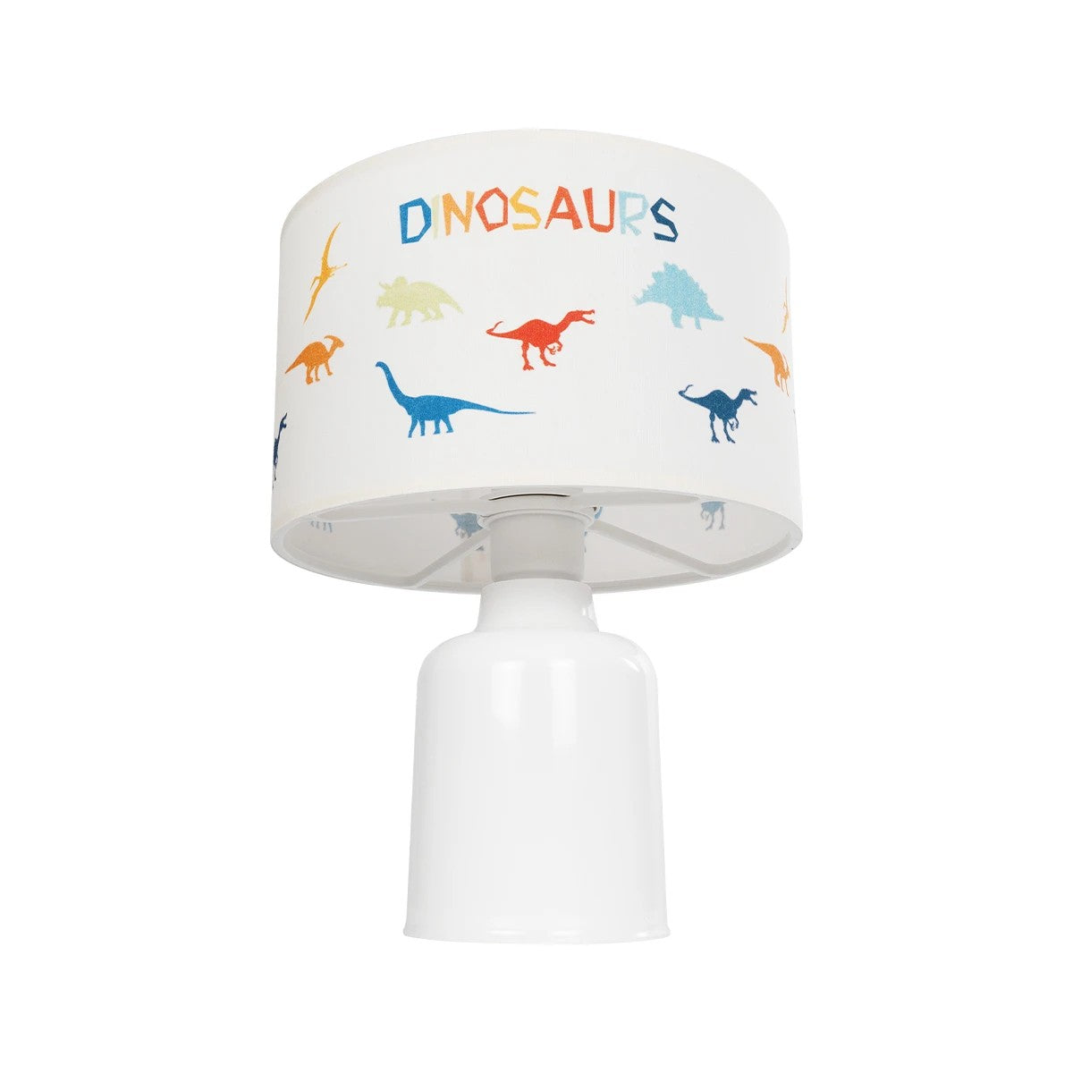 GloboStar® DINO 204-0028 Παιδικό Eπιτραπέζιο Φωτιστικό Πορτατίφ Μονόφωτο 1 x E27 IP20 Πολύχρωμο Ύφασμα με Λευκό Πλαστικό - Μ24 x Π24 x Υ32cm - ledmania.gr