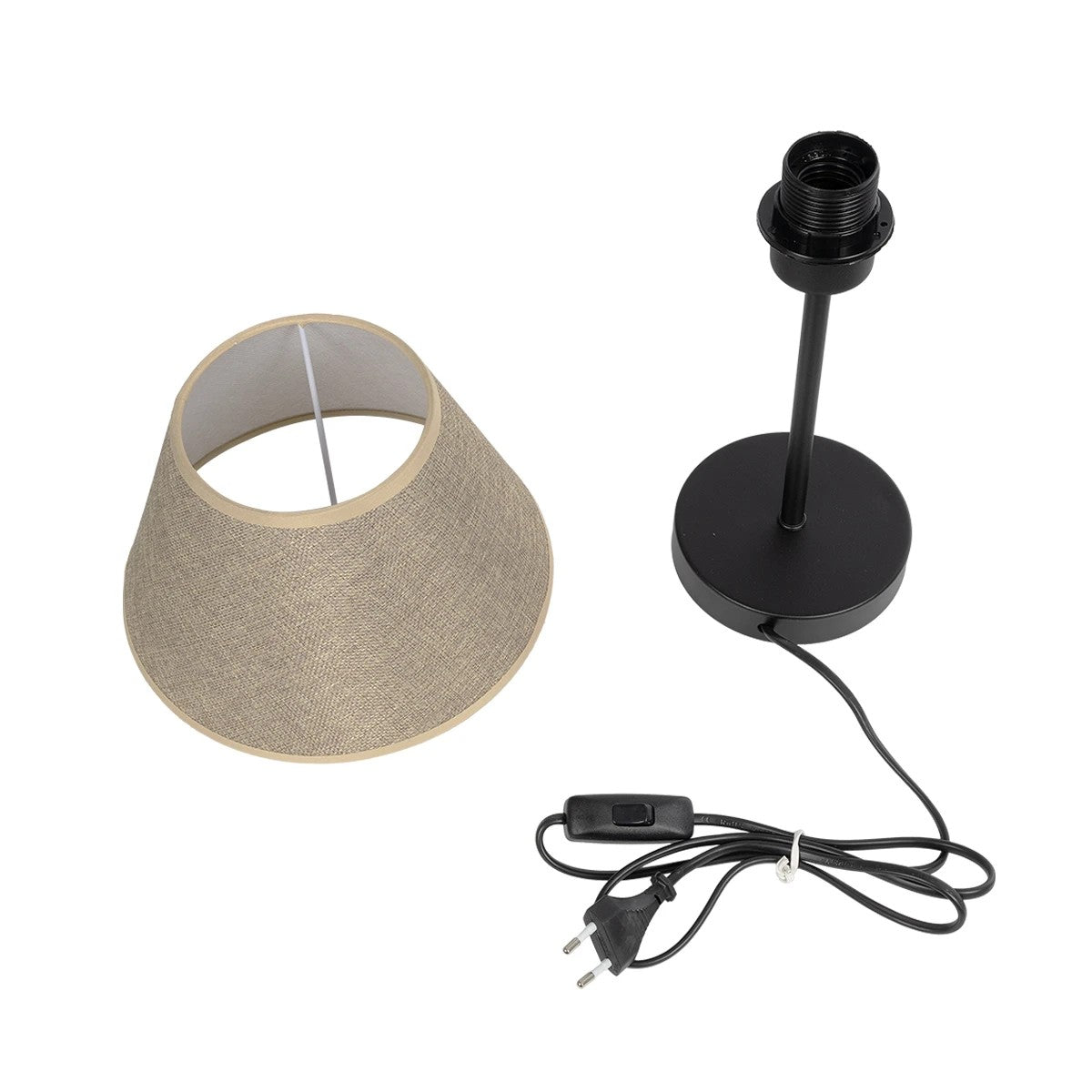 GLOBOSTAR® LARA 204-0073 Μοντέρνο Επιτραπέζιο Φωτιστικό Πορτατίφ με Ντουί 1 x E27 AC 220-240V IP20 - Μαύρο & Μπεζ - Μ22 x Π22 x Υ34cm