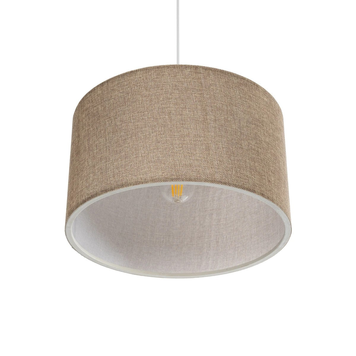 GLOBOSTAR® LOFTY 204-0090 Μοντέρνο Κρεμαστό Φωτιστικό Οροφής με Ντουί 1 x E27 AC 220-240V IP20 - Μπεζ - Μ37 x Π37 x Υ21cm