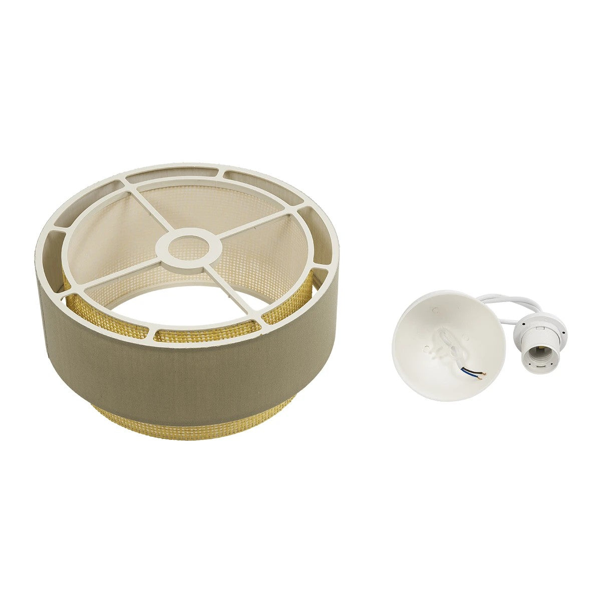 GLOBOSTAR® BIGGIE 204-0097 Μοντέρνο Κρεμαστό Φωτιστικό Οροφής με Ντουί 1 x E27 AC 220-240V IP20 - Λαδί & Μπεζ - Μ30 x Π30 x Υ17cm
