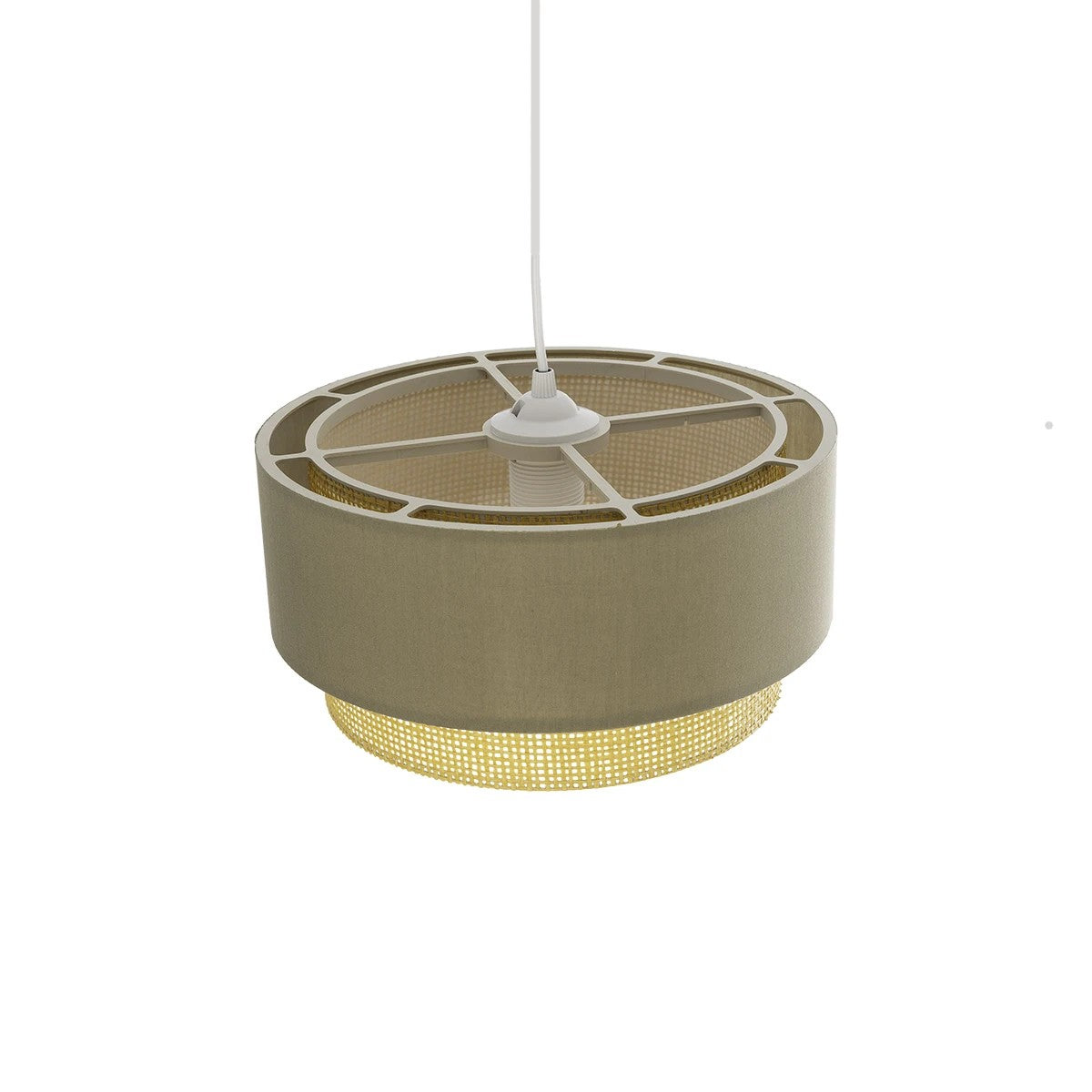 GLOBOSTAR® BIGGIE 204-0097 Μοντέρνο Κρεμαστό Φωτιστικό Οροφής με Ντουί 1 x E27 AC 220-240V IP20 - Λαδί & Μπεζ - Μ30 x Π30 x Υ17cm
