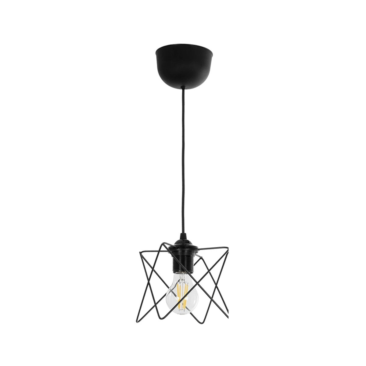 GLOBOSTAR® PATRICK 204-0109 Μοντέρνο Κρεμαστό Φωτιστικό Οροφής με Ντουί 1 x E27 AC 220-240V IP20 - Μαύρο - Μ14 x Π14 x Υ16cm