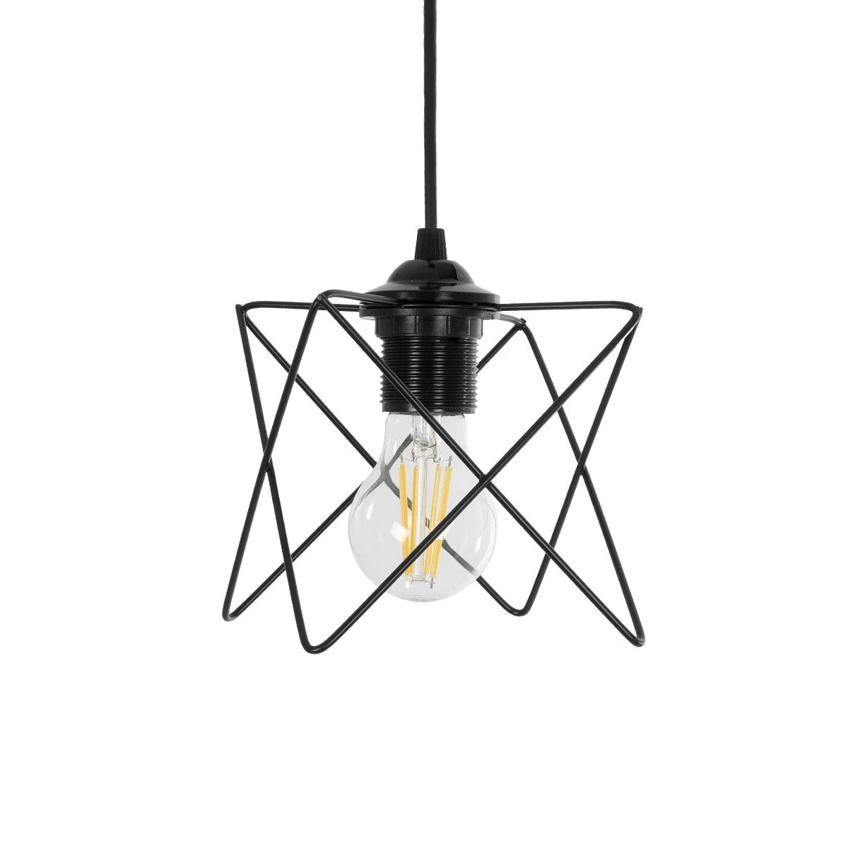 GLOBOSTAR® PATRICK 204-0109 Μοντέρνο Κρεμαστό Φωτιστικό Οροφής με Ντουί 1 x E27 AC 220-240V IP20 - Μαύρο - Μ14 x Π14 x Υ16cm