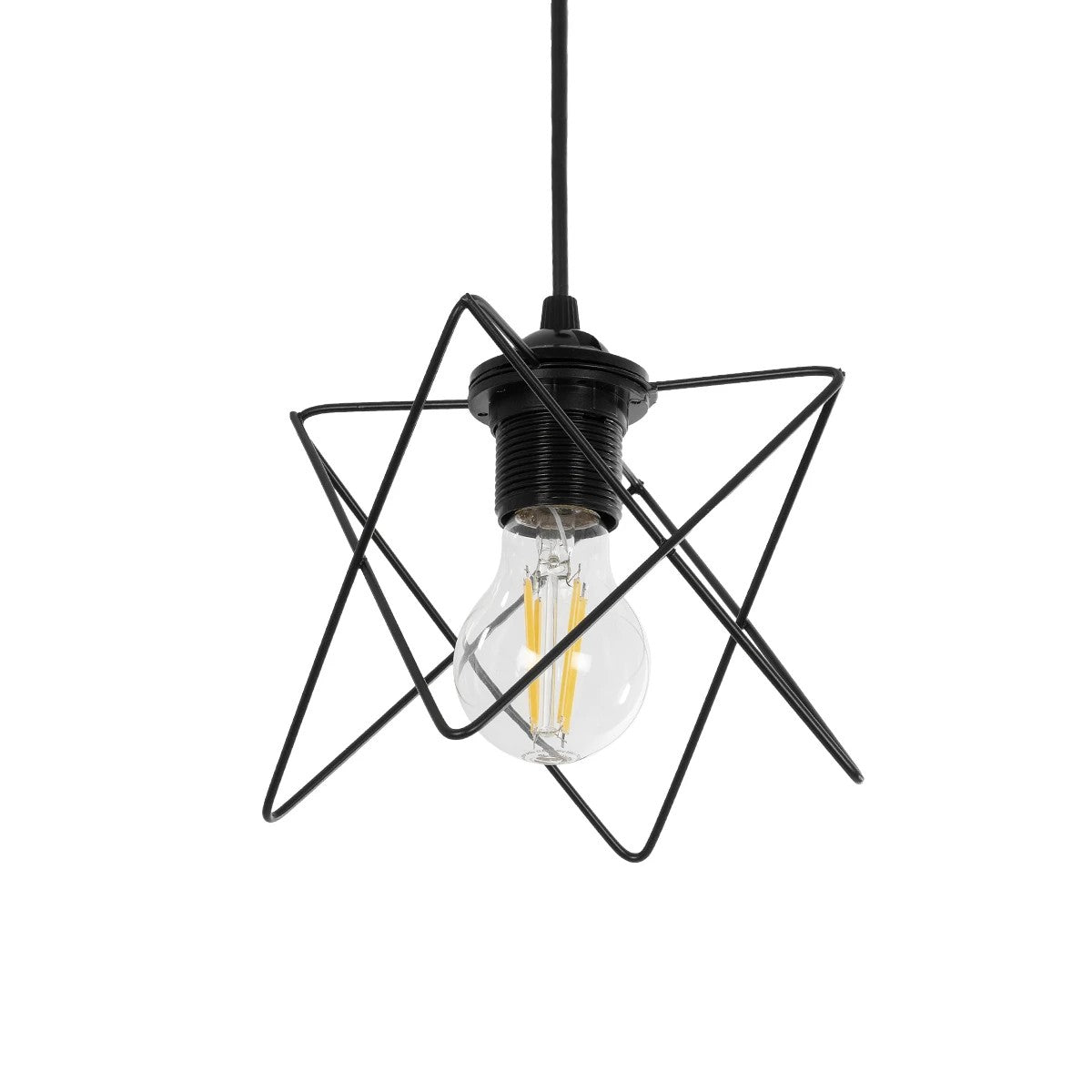 GLOBOSTAR® PATRICK 204-0109 Μοντέρνο Κρεμαστό Φωτιστικό Οροφής με Ντουί 1 x E27 AC 220-240V IP20 - Μαύρο - Μ14 x Π14 x Υ16cm