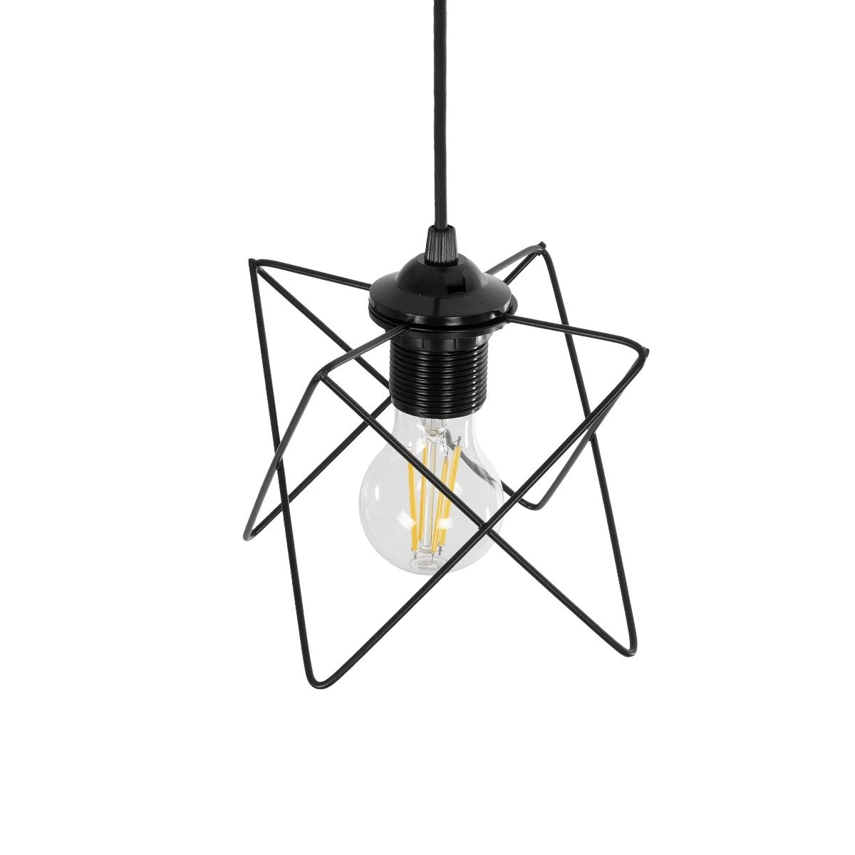 GLOBOSTAR® PATRICK 204-0109 Μοντέρνο Κρεμαστό Φωτιστικό Οροφής με Ντουί 1 x E27 AC 220-240V IP20 - Μαύρο - Μ14 x Π14 x Υ16cm