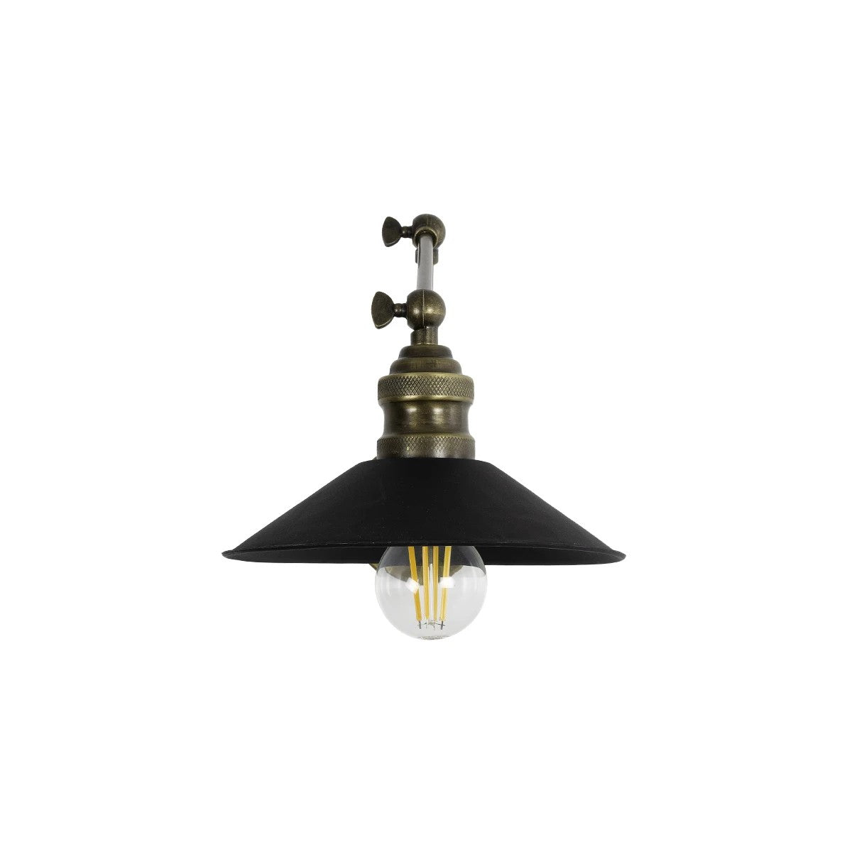 GLOBOSTAR® HAWK 204-0114 Μοντέρνο Φωτιστικό Τοίχου - Απλίκα με Ντουί 1 x E27 AC 220-240V IP20 - Μαύρο & Μπρούτζινο - Μ22 x Π44 x Υ23cm