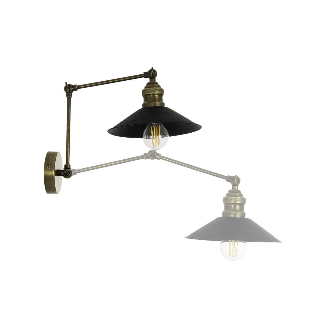 GLOBOSTAR® HAWK 204-0114 Μοντέρνο Φωτιστικό Τοίχου - Απλίκα με Ντουί 1 x E27 AC 220-240V IP20 - Μαύρο & Μπρούτζινο - Μ22 x Π44 x Υ23cm