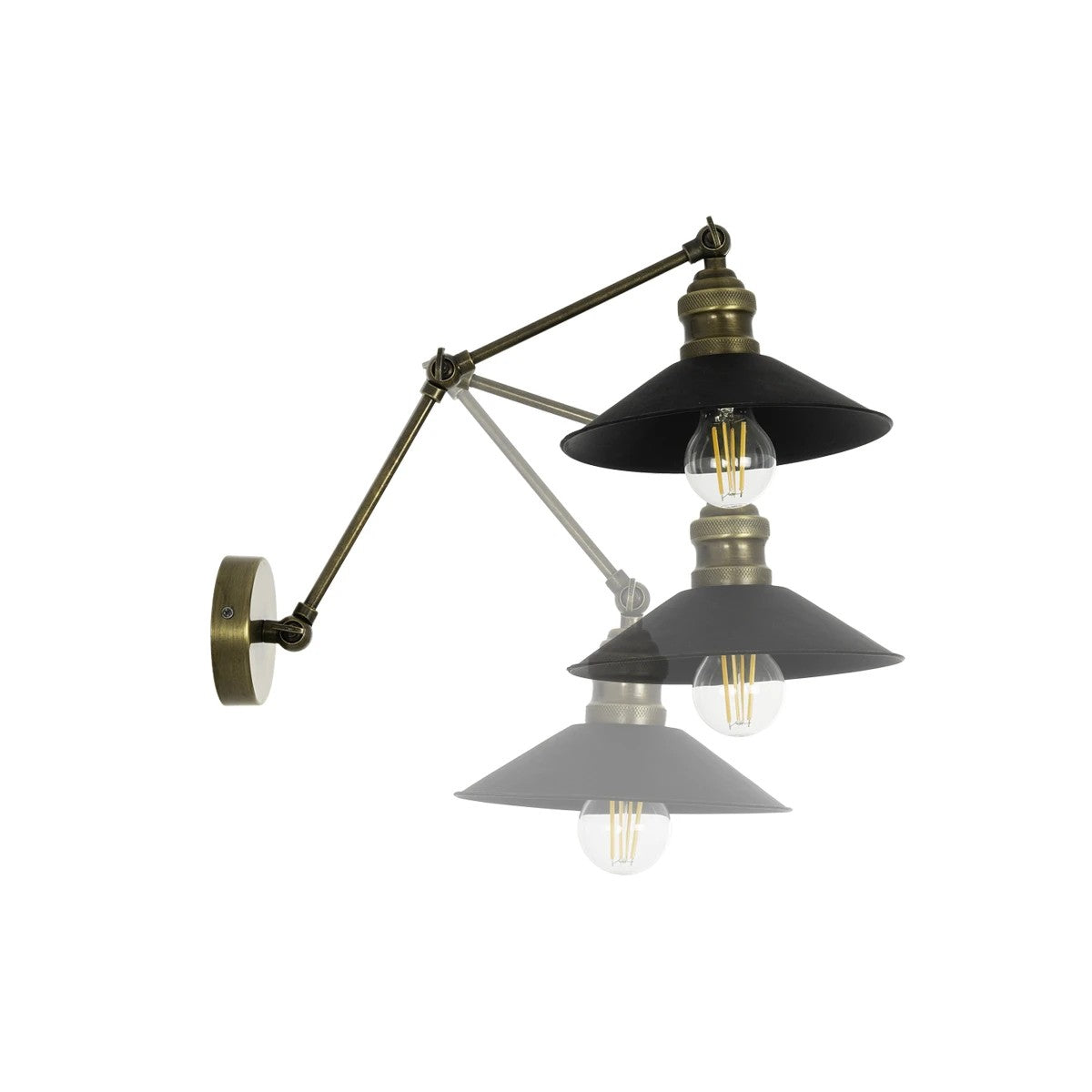 GLOBOSTAR® HAWK 204-0114 Μοντέρνο Φωτιστικό Τοίχου - Απλίκα με Ντουί 1 x E27 AC 220-240V IP20 - Μαύρο & Μπρούτζινο - Μ22 x Π44 x Υ23cm