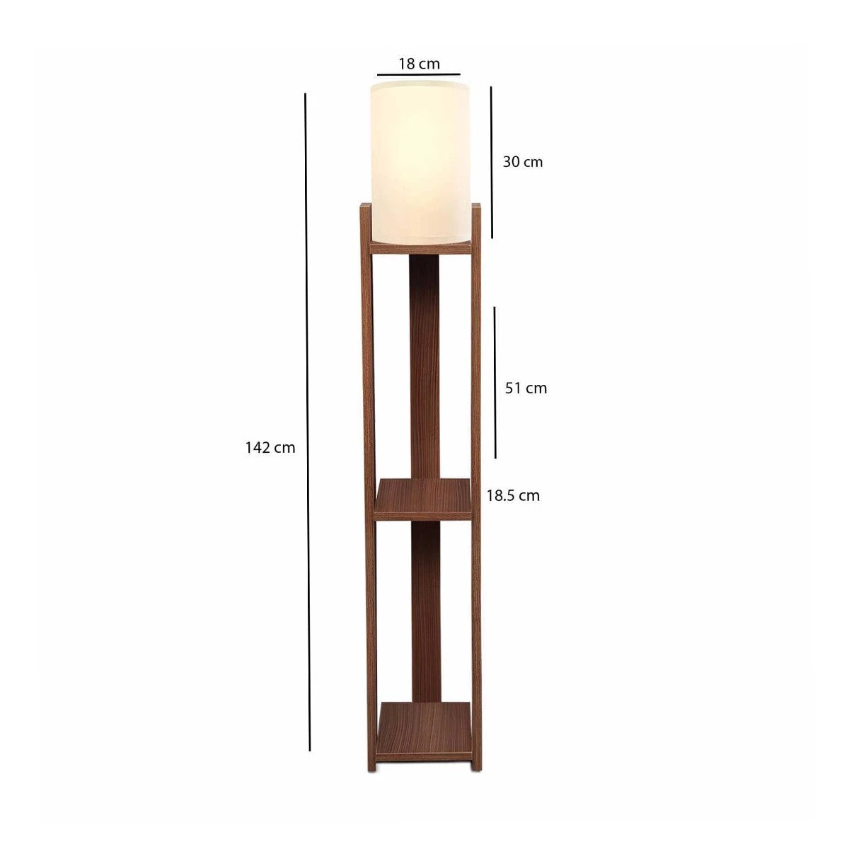 GloboStar® VENTORA 204-0125 Μοντέρνο Eπιδαπέδιο Φωτιστικό Μονόφωτο 1 x E27 IP20 Καφέ Ξύλο με Μπεζ Ύφασμα - Μ20 x Π20 x Υ142cm - ledmania.gr