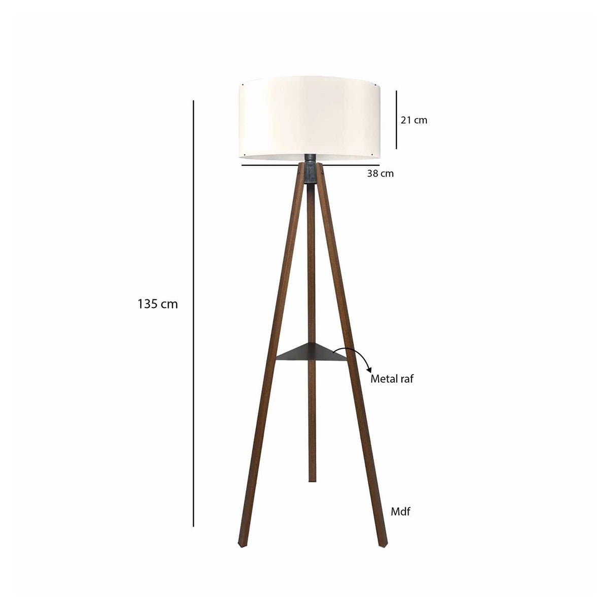 GloboStar® SHELF 204-0129 Μοντέρνο Eπιδαπέδιο Φωτιστικό Μονόφωτο 1 x E27 IP20 Καφέ Ξύλο με Μπεζ Ύφασμα - Μ38 x Π38 x Υ135cm - ledmania.gr