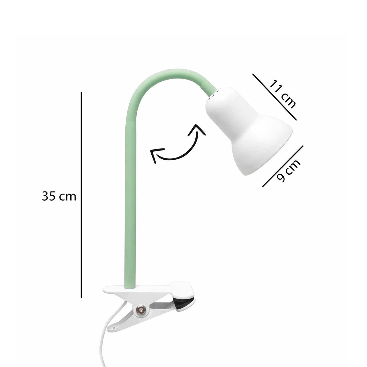 GloboStar® TAVOLO 204-0153 Παιδικό Eπιτραπέζιο Φωτιστικό Μονόφωτο 1 x E27 IP20 Πράσινο & Λευκό Πλαστικό - Μ11 x Π9 x Υ35cm - ledmania.gr