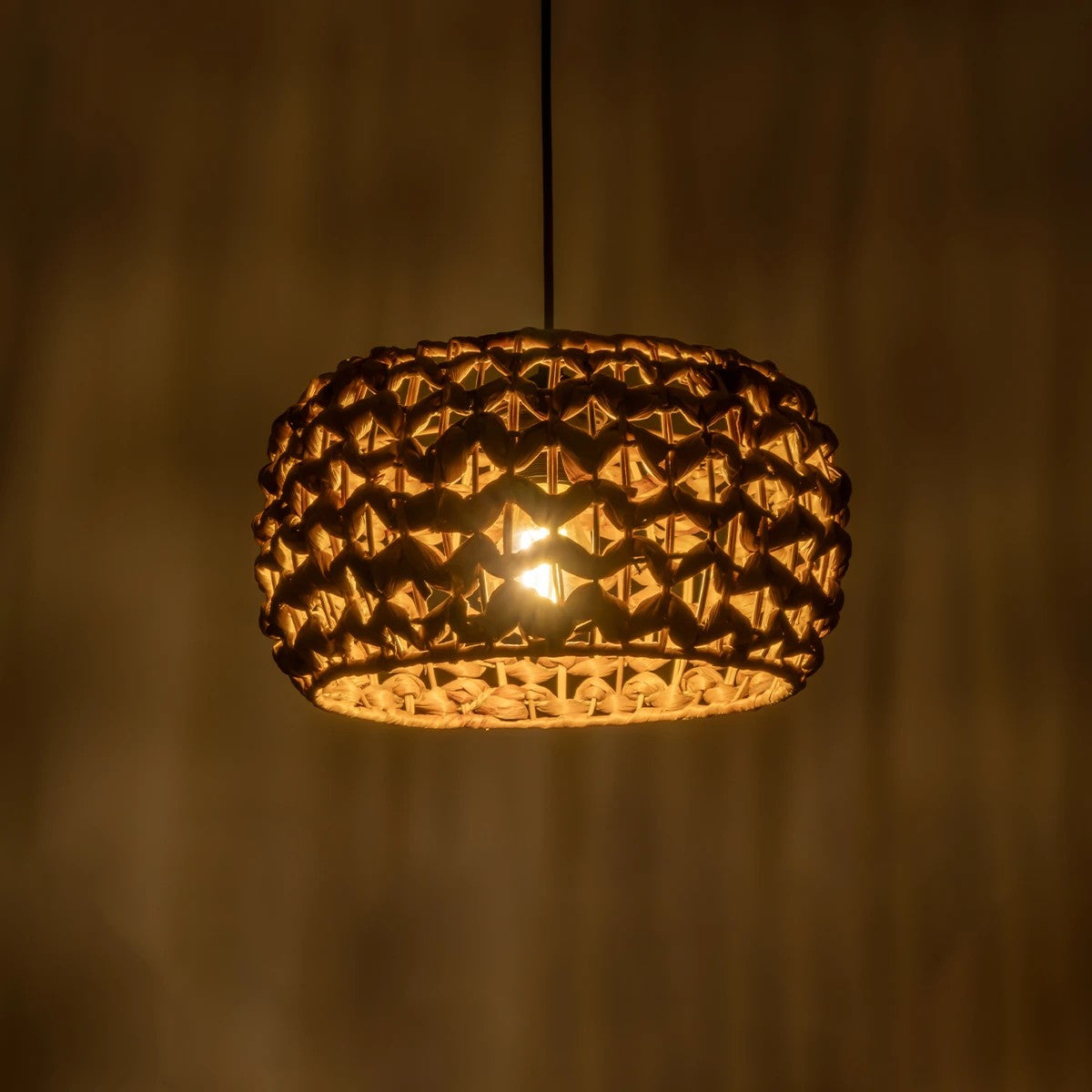 GLOBOSTAR® SAND 204-0159 Boho Κρεμαστό Φωτιστικό Οροφής με Ντουί 1 x E27 AC 220-240V IP20 - Καφέ - Μ30 x Π30 x Υ18cm