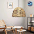 GloboStar® MEKA 204-0165 Boho Κρεμαστό Φωτιστικό Καμπάνα Μονόφωτο 1 x E27 IP20 Μπεζ Rattan - Μ30 x Π30 x Υ25cm - ledmania.gr