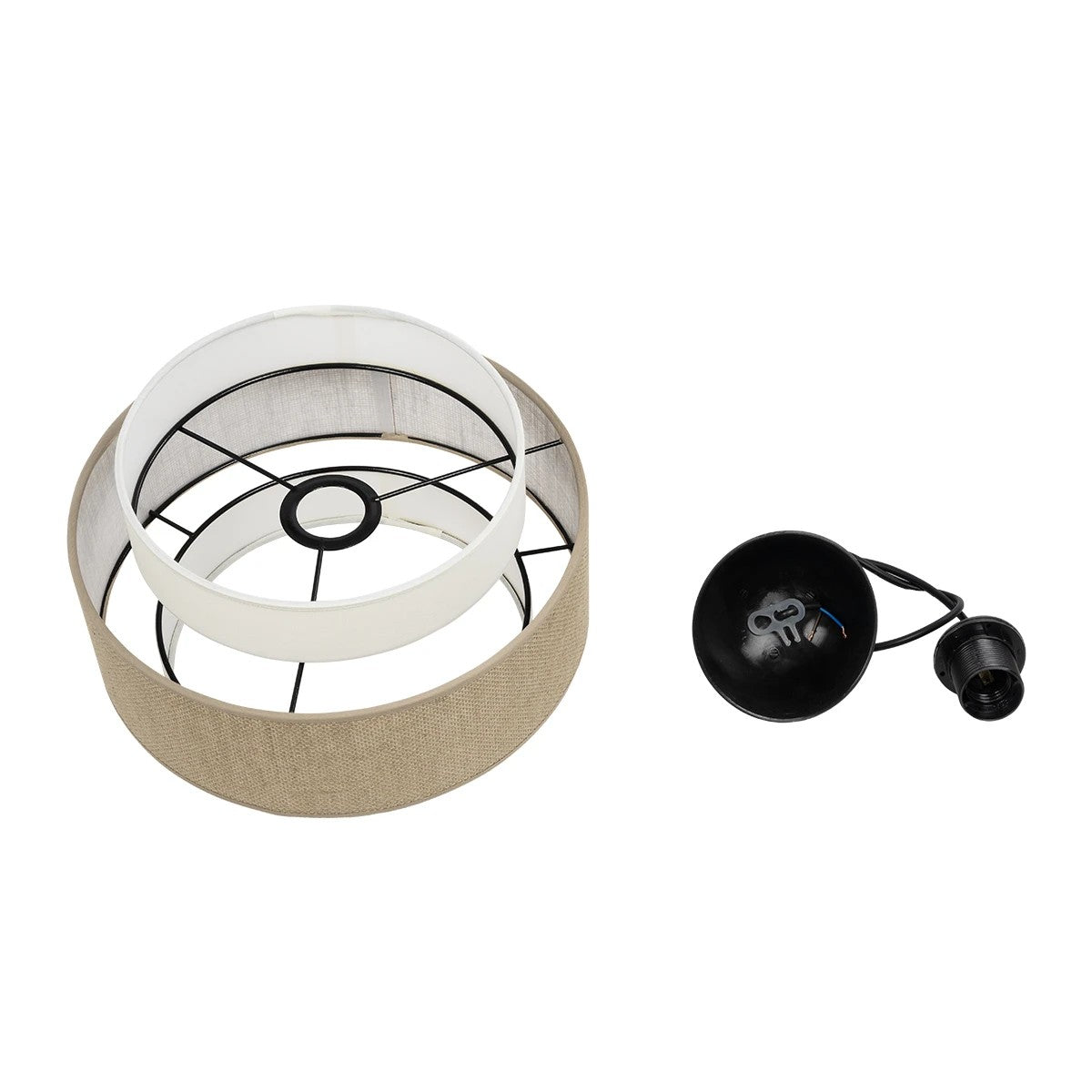 GLOBOSTAR® SOHO 204-0172 Μοντέρνο Κρεμαστό Φωτιστικό Οροφής με Ντουί 1 x E27 AC 220-240V IP20 - Καφέ & Μπεζ - Μ30 x Π30 x Υ20cm