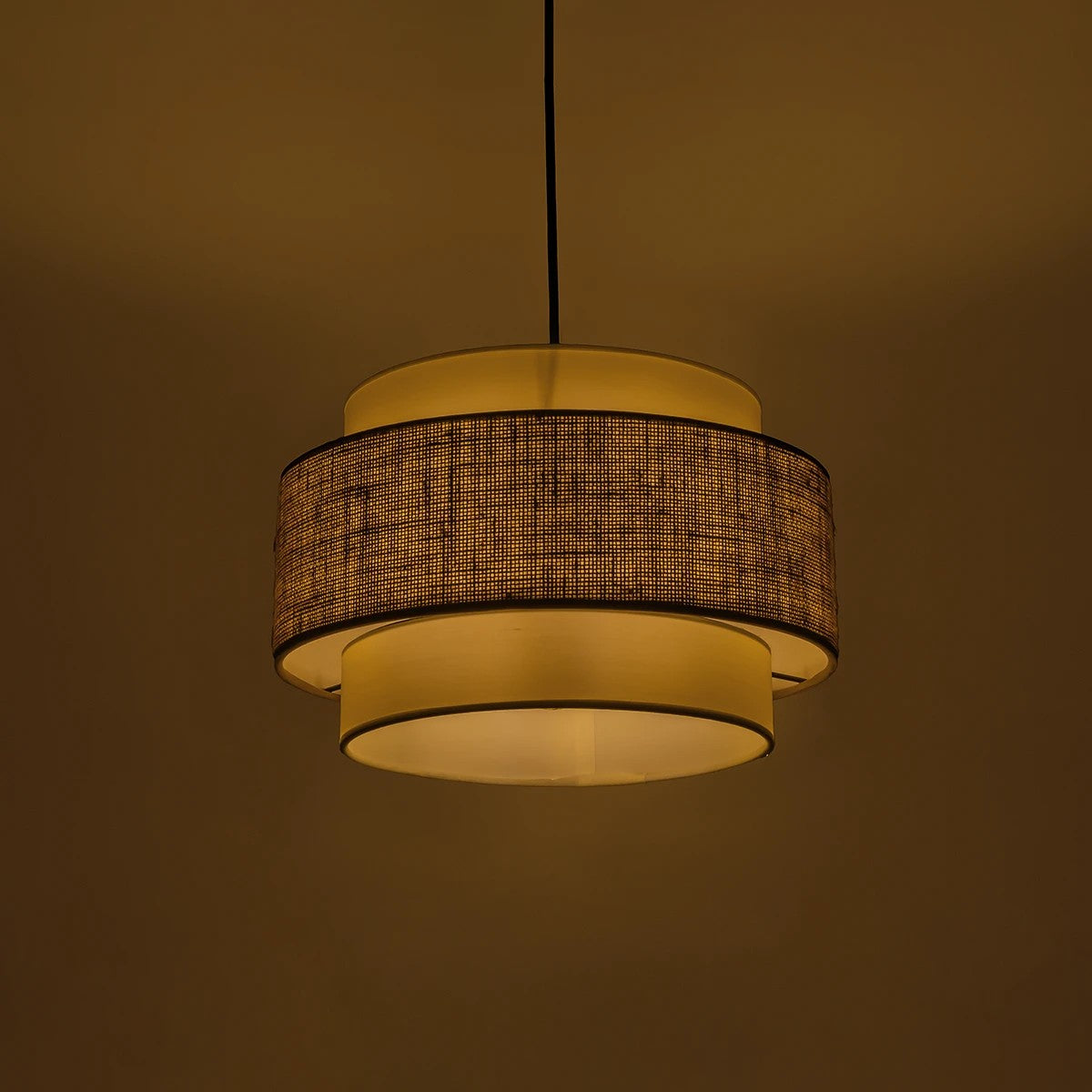 GLOBOSTAR® SOHO 204-0172 Μοντέρνο Κρεμαστό Φωτιστικό Οροφής με Ντουί 1 x E27 AC 220-240V IP20 - Καφέ & Μπεζ - Μ30 x Π30 x Υ20cm