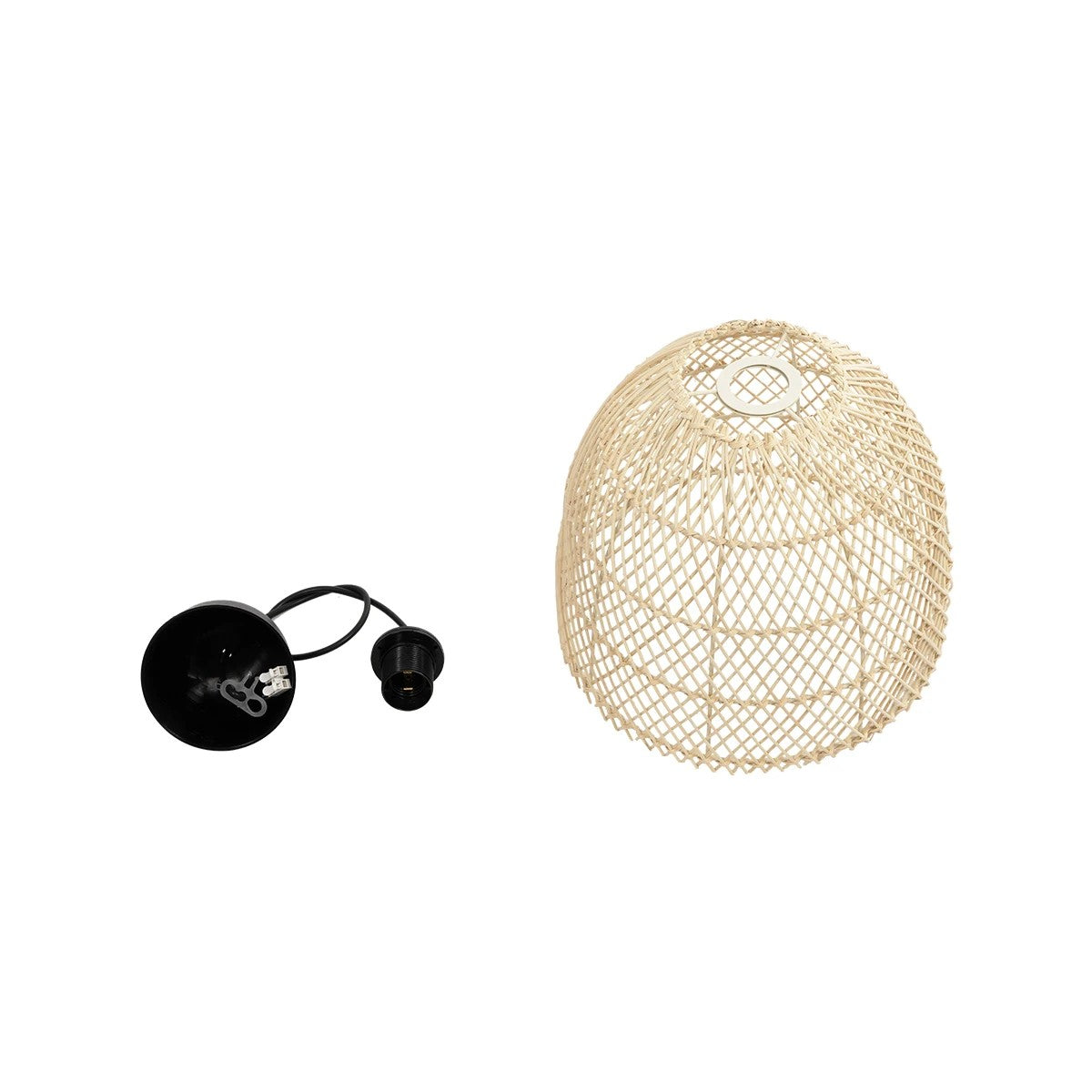 GLOBOSTAR® CESTINO 204-0178 Boho Κρεμαστό Φωτιστικό Οροφής Μονόφωτο 1 x E27 AC 220-240V IP20 Μπεζ - Μ30 x Π30 x Υ25cm