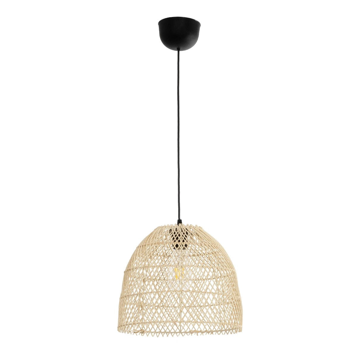 GLOBOSTAR® CESTINO 204-0178 Boho Κρεμαστό Φωτιστικό Οροφής Μονόφωτο 1 x E27 AC 220-240V IP20 Μπεζ - Μ30 x Π30 x Υ25cm