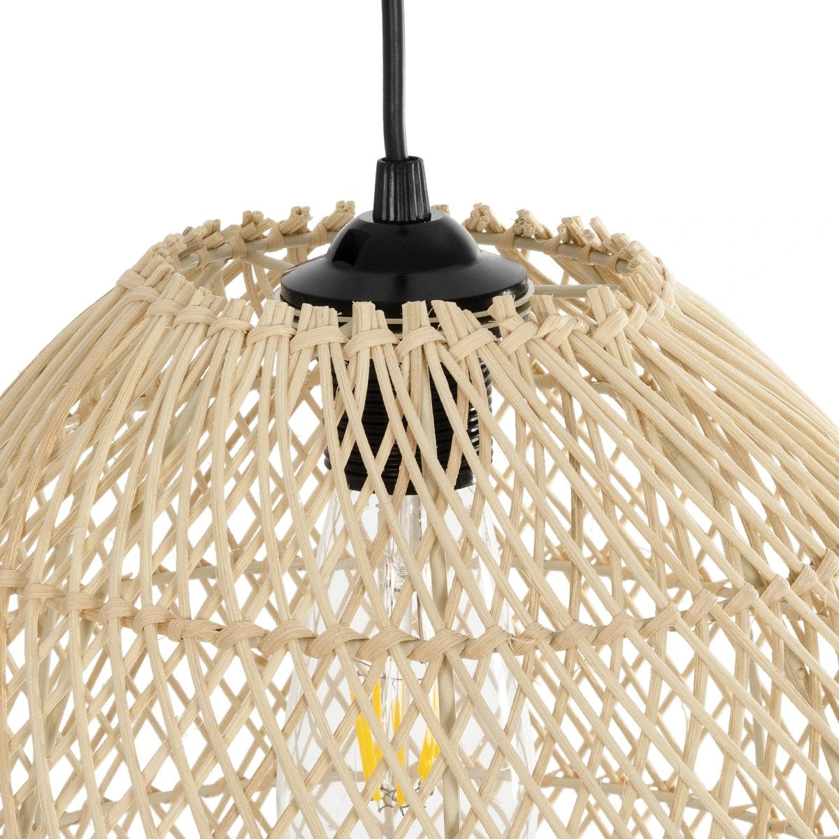 GLOBOSTAR® CESTINO 204-0178 Boho Κρεμαστό Φωτιστικό Οροφής Μονόφωτο 1 x E27 AC 220-240V IP20 Μπεζ - Μ30 x Π30 x Υ25cm
