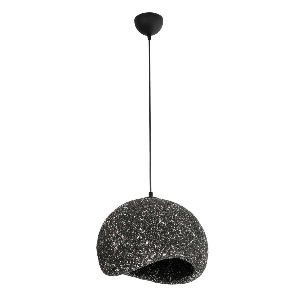 GloboStar® STONE 204-0194 Μοντέρνο Κρεμαστό Φωτιστικό Καμπάνα Μονόφωτο 1 x E27 IP20 Μαύρο Με Λευκό Πολυστερίνη με Ρητίνη - Μ35 x Π31 x Υ26cm - ledmania.gr