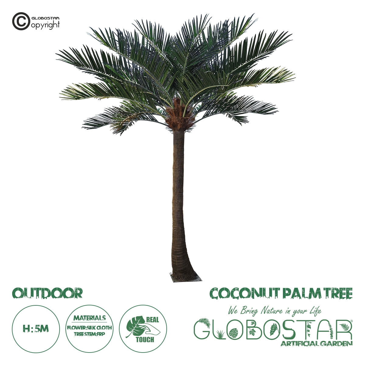 GloboStar® Artificial Garden COCONUT PALM TREE 20594 Τεχνητό Διακοσμητικό Φοινικόδεντρο Κοκοφοίνικας Υ500cm - ledmania.gr