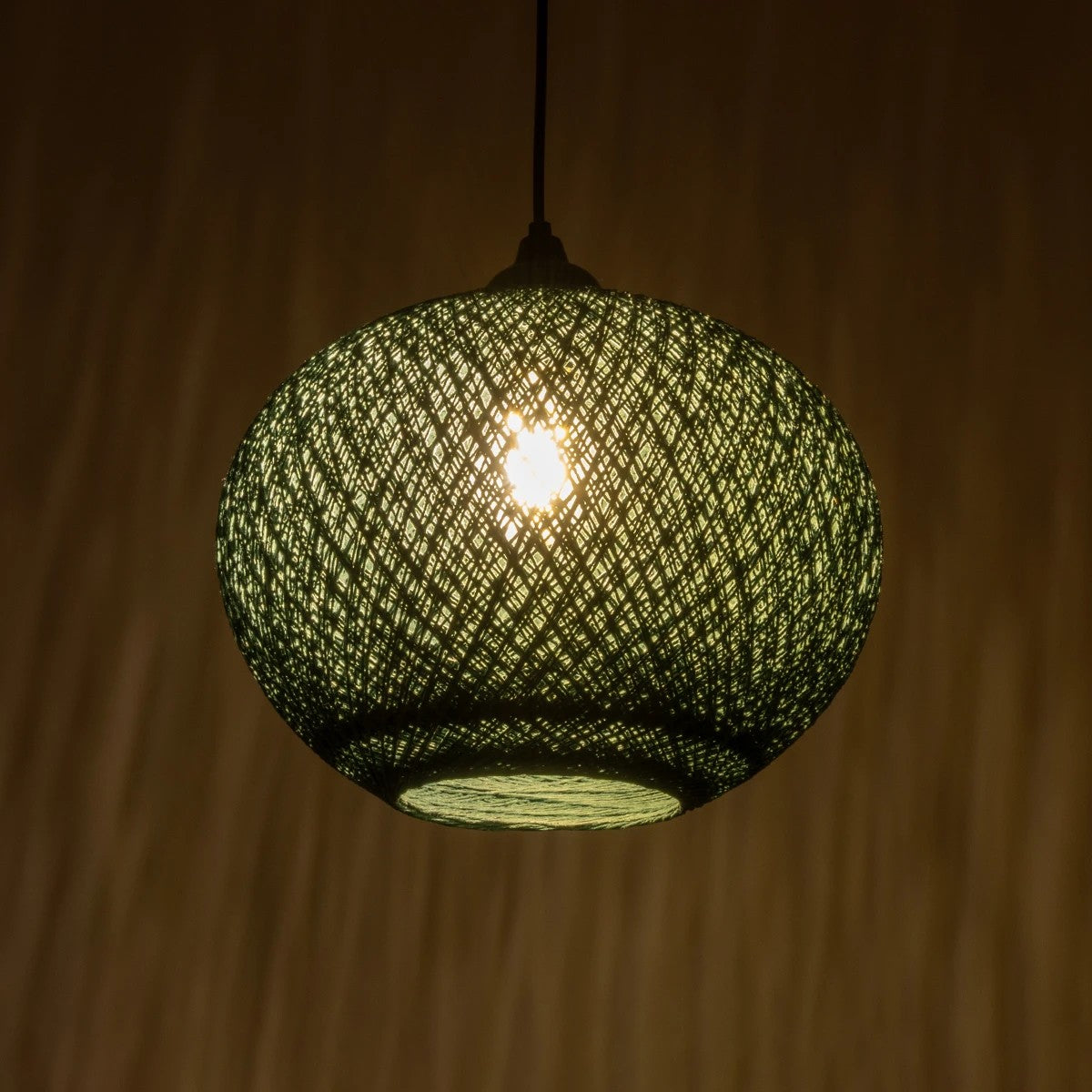 GLOBOSTAR® SOLEI 205-0014 Boho Κρεμαστό Φωτιστικό Οροφής με Ντουί 1 x E27 AC 220-240V IP20 - Πράσινο - M30 x Π30 x Υ35cm - ledmania.gr