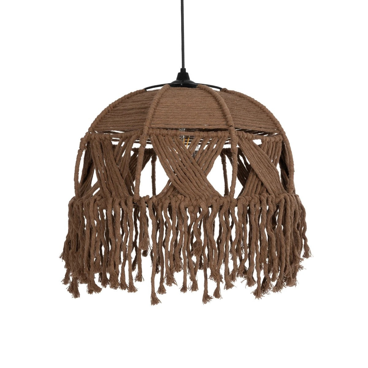 GLOBOSTAR® TONA 205-0016 Boho Κρεμαστό Φωτιστικό Οροφής με Ντουί 1 x E27 AC 220-240V IP20 - Μπεζ - M40 x Π40 x Υ38cm - ledmania.gr