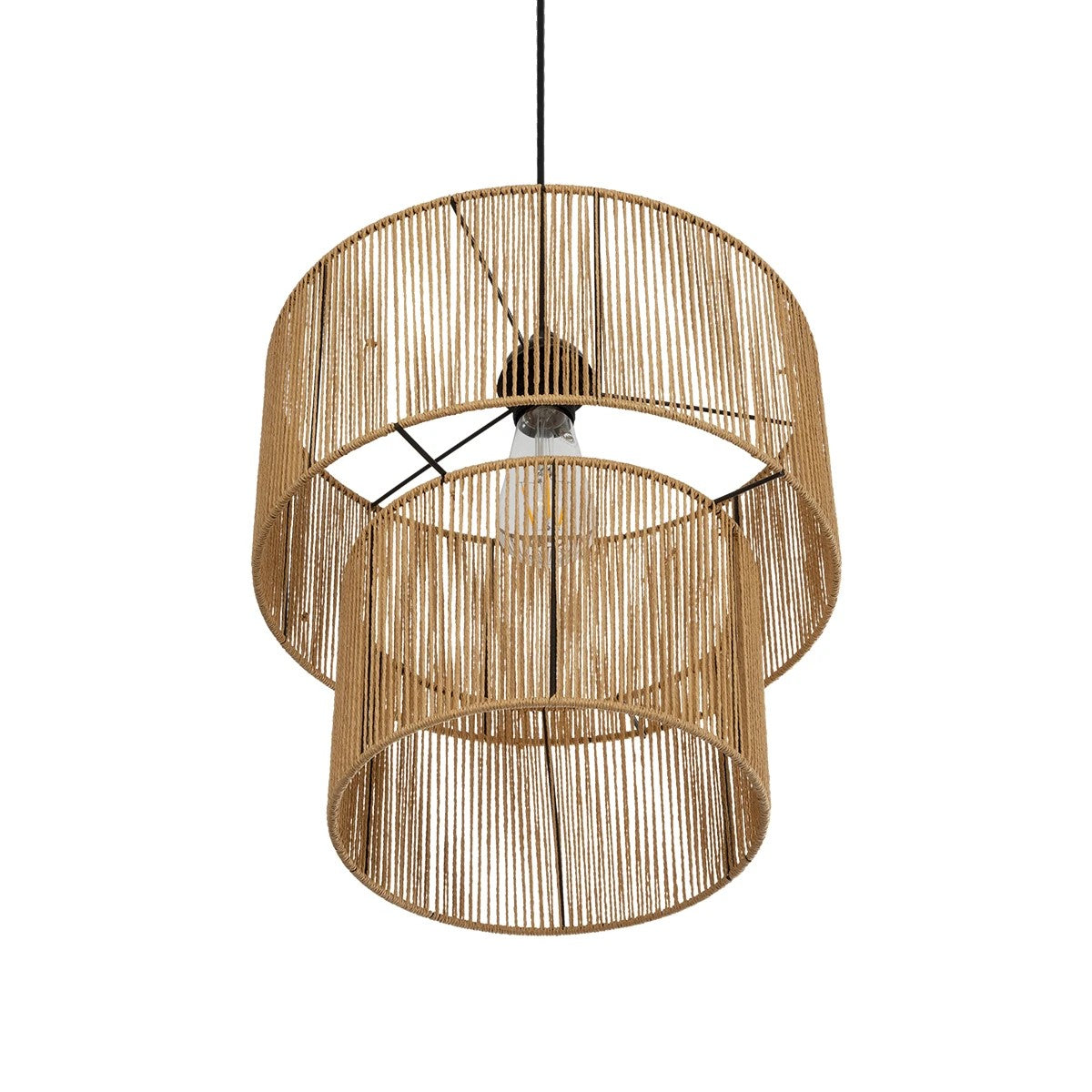 GLOBOSTAR® ROXXI 205-0019 Boho Κρεμαστό Φωτιστικό Οροφής με Ντουί 1 x E27 AC 220-240V IP20 - Μπεζ - M35 x Π35 x Υ37cm - ledmania.gr