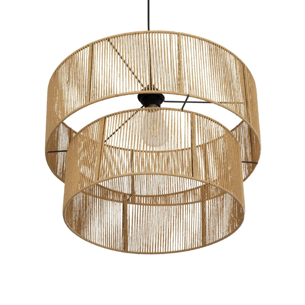 GLOBOSTAR® ROXXI 205-0020 Boho Κρεμαστό Φωτιστικό Οροφής με Ντουί 1 x E27 AC 220-240V IP20 - Μπεζ - M50 x Π50 x Υ36cm - ledmania.gr