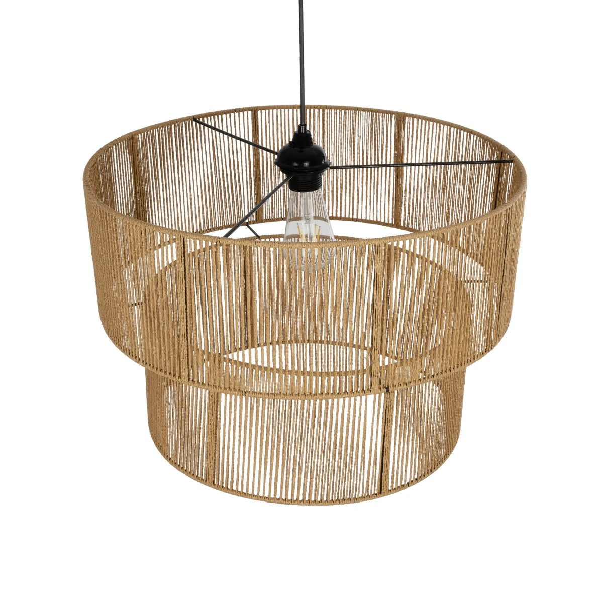 GLOBOSTAR® ROXXI 205-0020 Boho Κρεμαστό Φωτιστικό Οροφής με Ντουί 1 x E27 AC 220-240V IP20 - Μπεζ - M50 x Π50 x Υ36cm - ledmania.gr