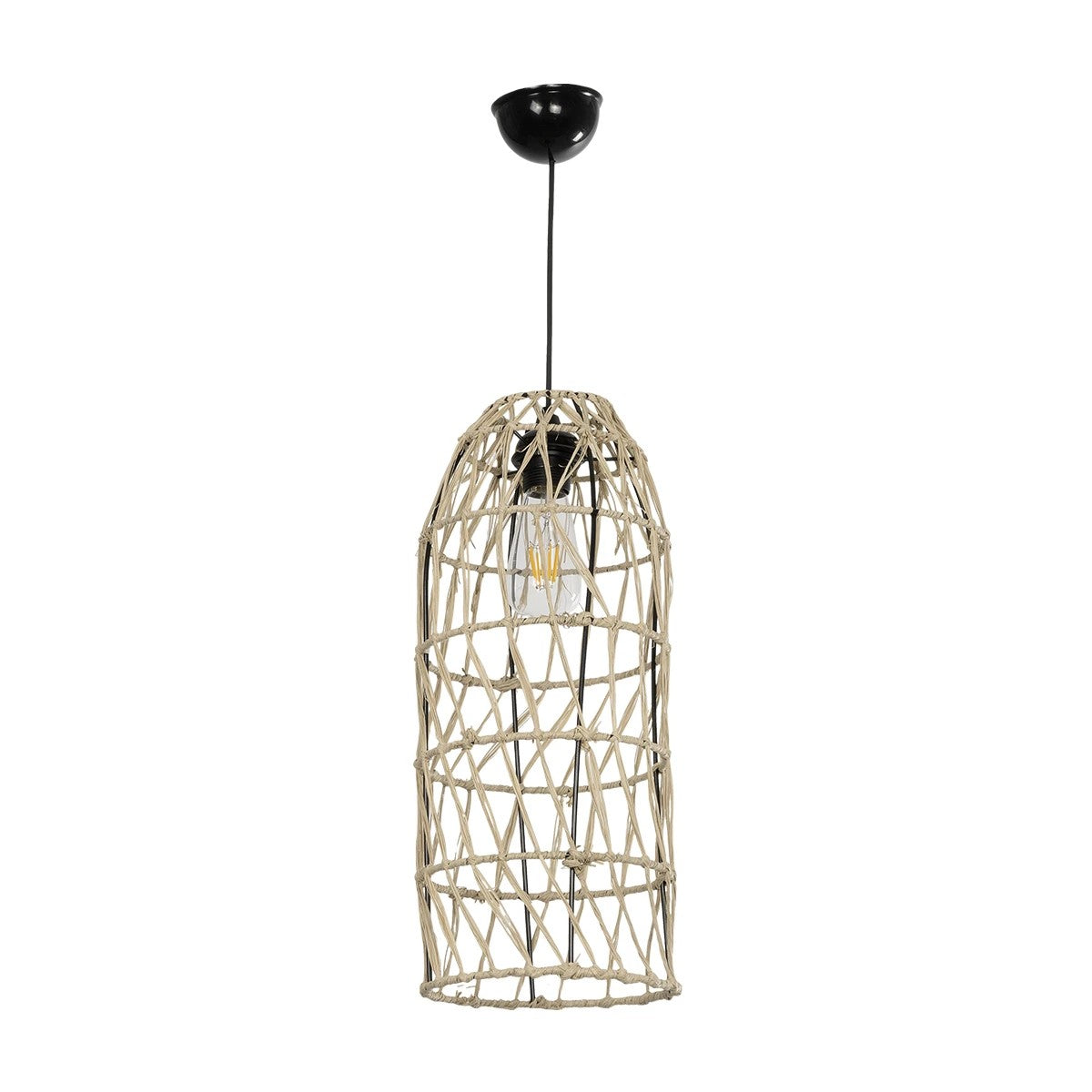 GLOBOSTAR® NETI 205-0024 Boho Κρεμαστό Φωτιστικό Οροφής με Ντουί 1 x E27 AC 220-240V IP20 - Μπεζ - M20 x Π20 x Υ49cm - ledmania.gr