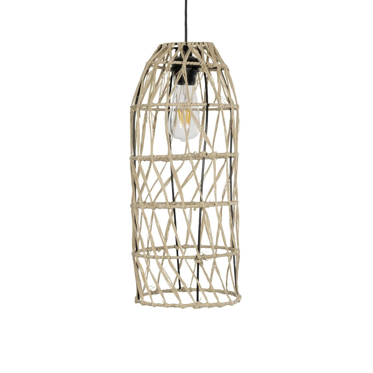 GLOBOSTAR® NETI 205-0024 Boho Κρεμαστό Φωτιστικό Οροφής με Ντουί 1 x E27 AC 220-240V IP20 - Μπεζ - M20 x Π20 x Υ49cm - ledmania.gr