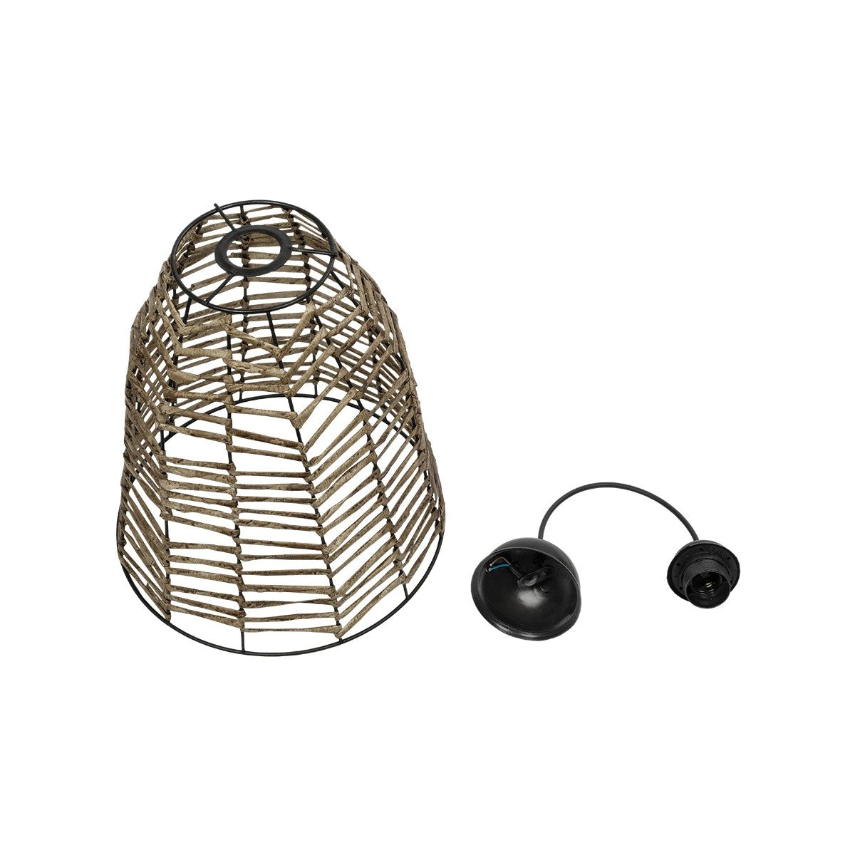 GLOBOSTAR® NETZ 205-0026 Boho Κρεμαστό Φωτιστικό Οροφής με Ντουί 1 x E27 AC 220-240V IP20 - Μπεζ - M30 x Π30 x Υ38cm - ledmania.gr