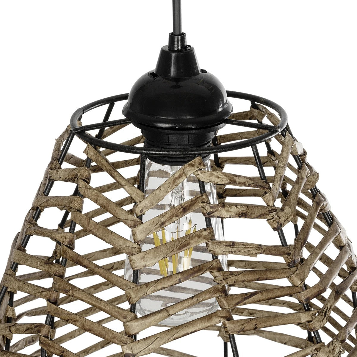 GLOBOSTAR® NETZ 205-0026 Boho Κρεμαστό Φωτιστικό Οροφής με Ντουί 1 x E27 AC 220-240V IP20 - Μπεζ - M30 x Π30 x Υ38cm - ledmania.gr
